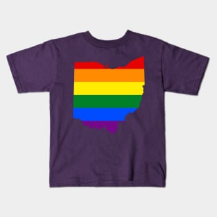 State of Ohio Rainbow Pride Flag Kids T-Shirt